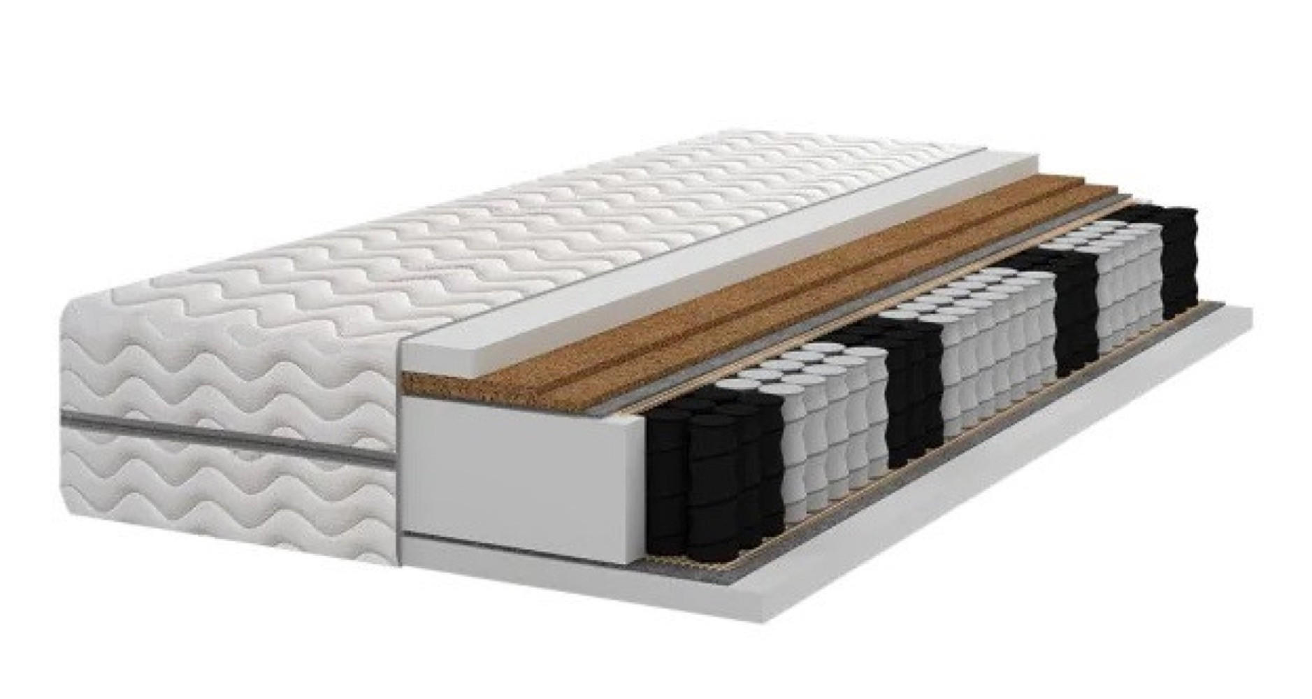 MATRATZE Weiß Pocket 7 Zonen 2x Kokos H3/H5 100x200 cm - Weiß, Textil (100/200cm) - Sepro Meble