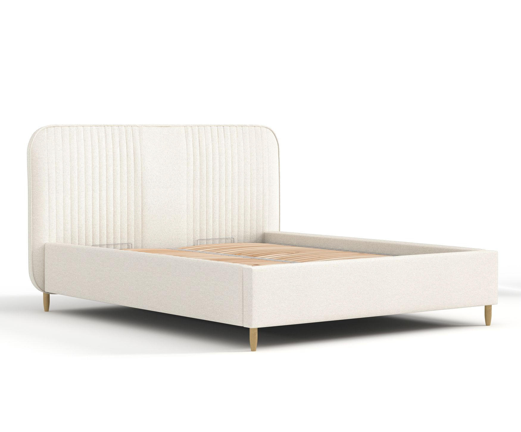 POLSTERBETT Livy Creme 180/200 cm im Webstoff - Creme/Naturfarben, Holz/Holzwerkstoff (180/200cm) - Maison de Reve