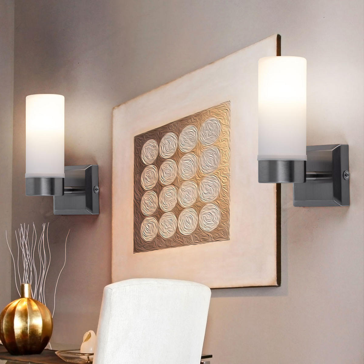 LED WANDLEUCHTE SPACE Silber Nickel-matt - Silberfarben, Glas (8/18.5/11.5cm) - Globo Lighting