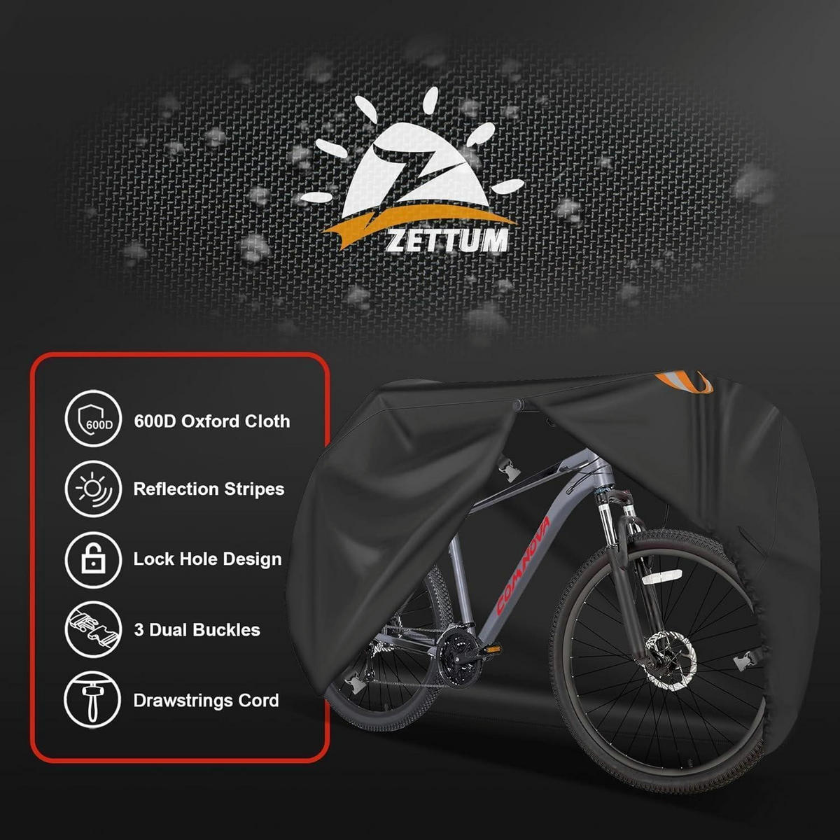 FAHRRADABDECKUNG für 1 Fahrrad, Heavy Duty, Wasserdicht - Schwarz, Textil (78.7/119.4/195.6cm)
