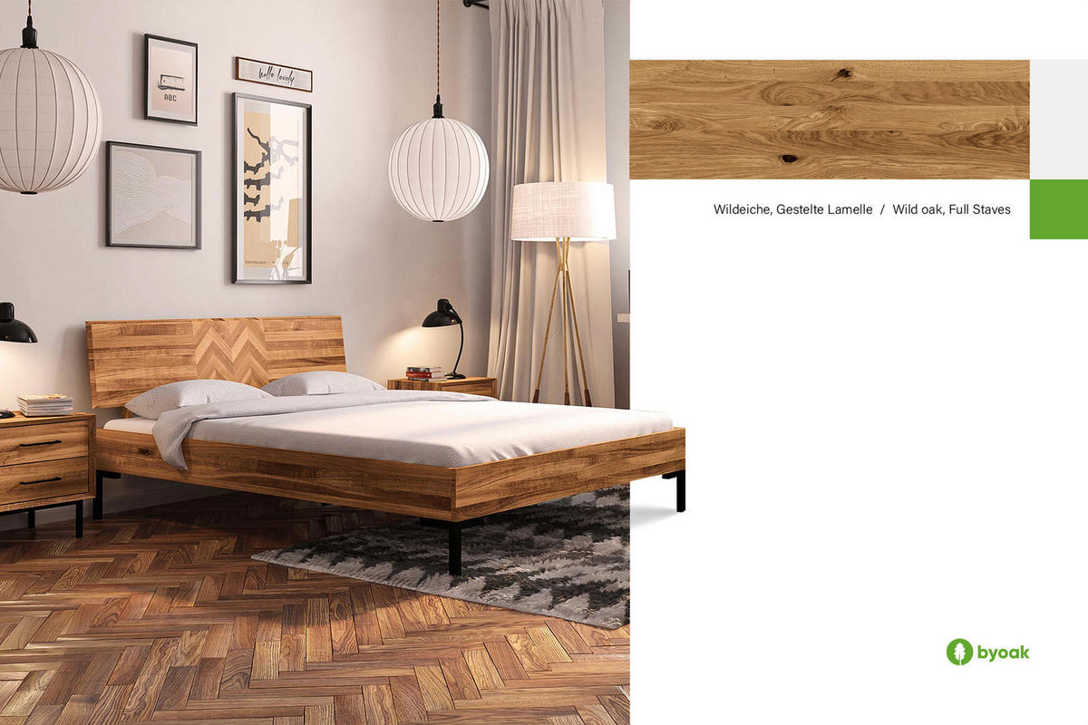 BETT LEON 2 200x200 Wildeiche - Wildeiche, Holz (200/200cm) - byoak
