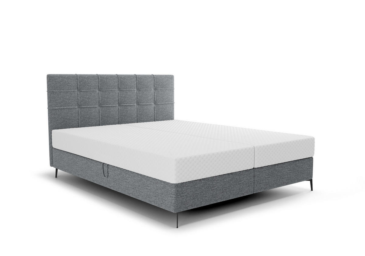 BOXBETT INAO 180x200 mit Matratze H3, Bonell und Topper ARAGON 93 - Dunkelgrau, Textil (180/200cm) - Bedante