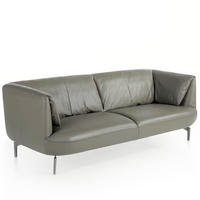 SOFA 3-SITZER Grau Stahl 210/90/78 cm - Edelstahlfarben/Grau, Leder (210/78/90cm) - ANGEL CERDA