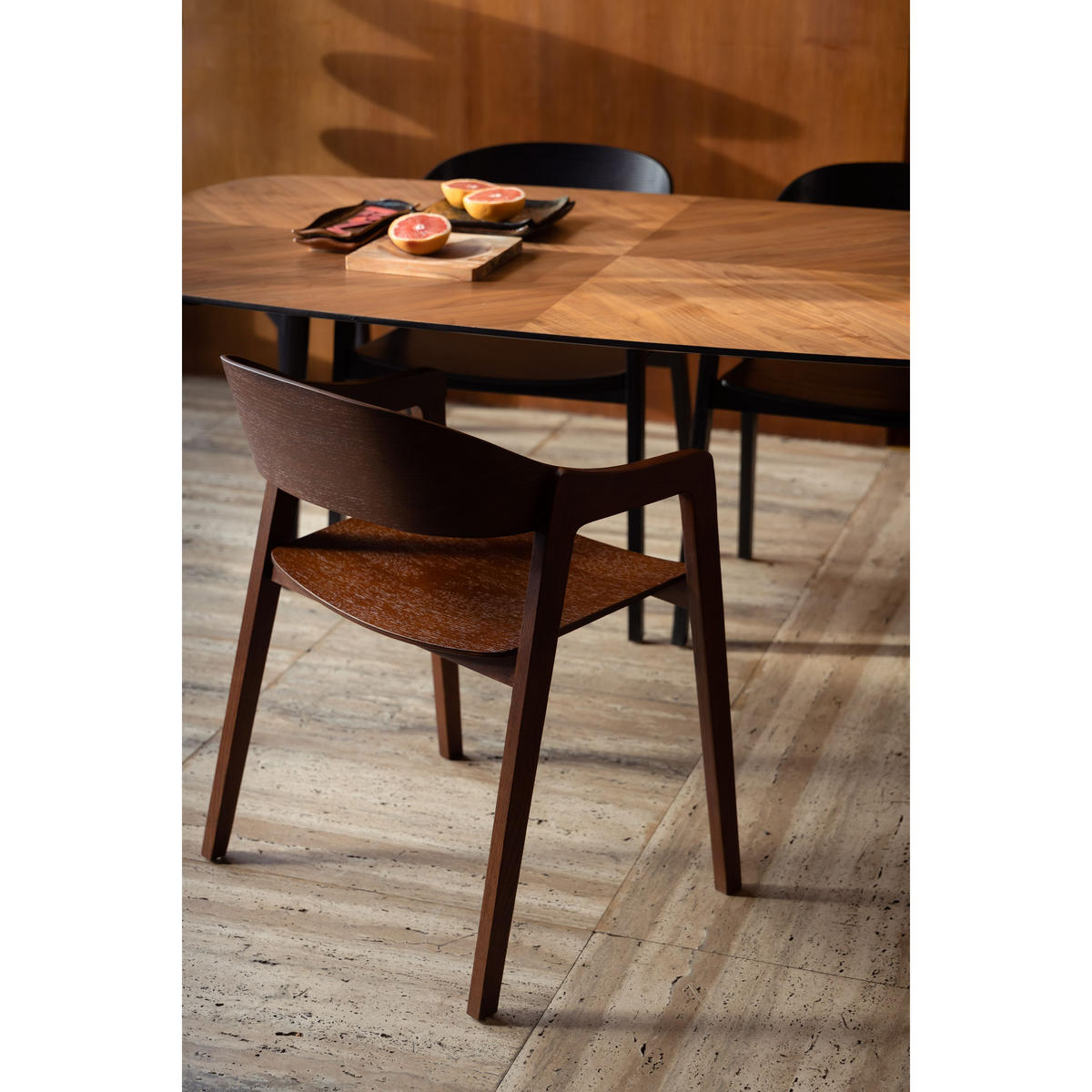ESSZIMMERSTUHL Westlake Armlehne Walnussfarbe - 2 er Set - Braun, Holzwerkstoff (58/76/52cm) - Dutchbone