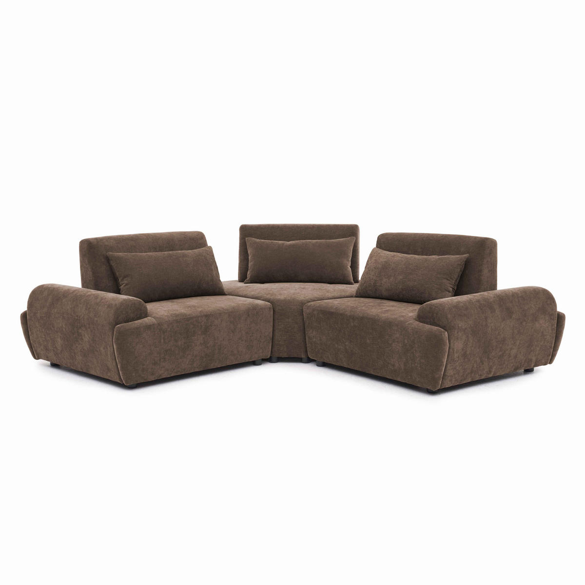 ECKSOFA 3-Sitzer, Schokoladebraun - Braun, Textil (231/231cm) - Oviala