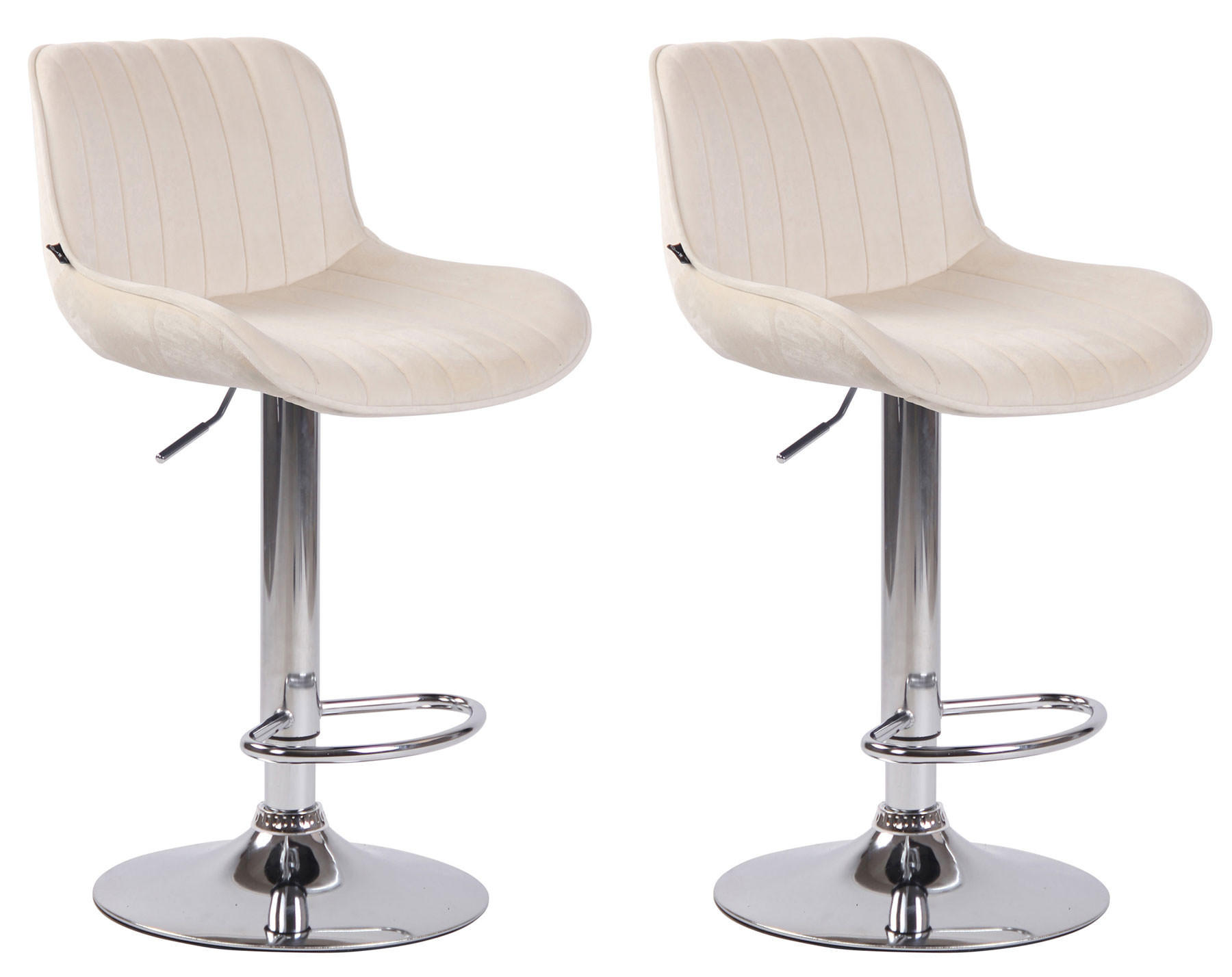 BARHOCKER 2er Set Samt creme - Chromfarben/Creme, Textil/Metall (50/86/50cm) - CLP