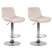 BARHOCKER 2er Set Samt creme - Chromfarben/Creme, Textil/Metall (50/86/50cm) - CLP