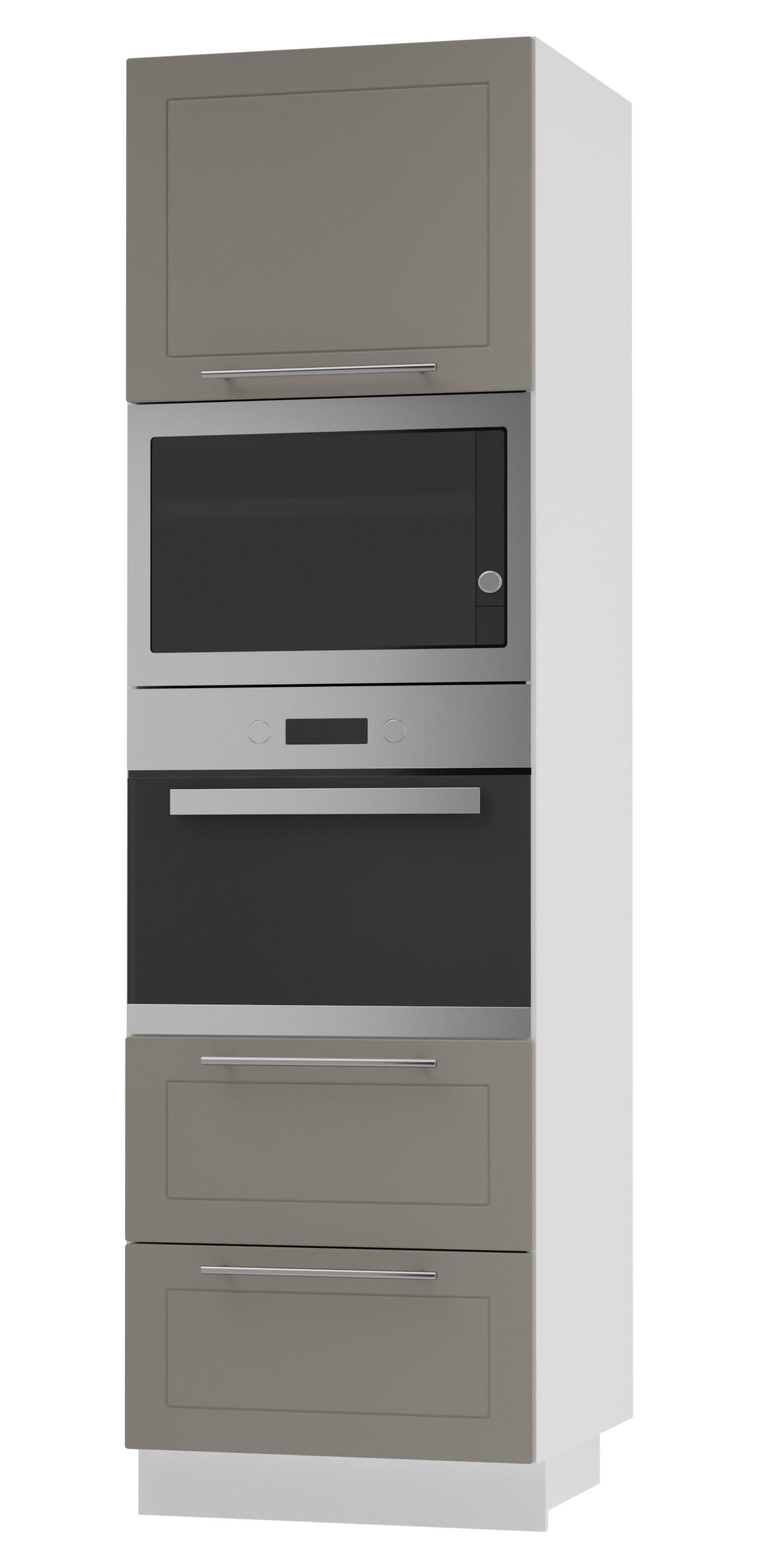 Feldmann-Wohnen Backofen-Hochschrank Beige, Weiß 60x207x59 cm