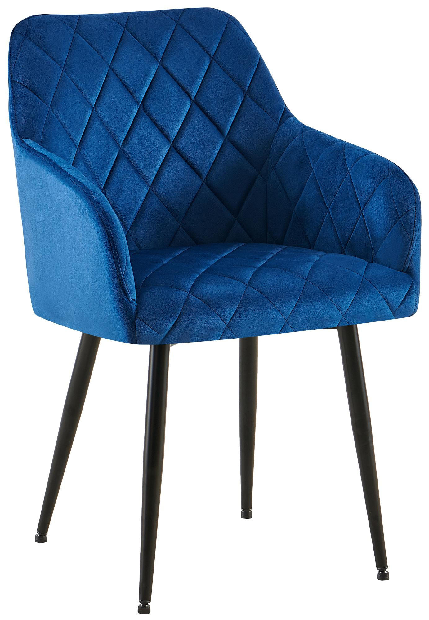 ARMLEHNENSTUHL Samt Dunkelblau - Dunkelblau, Textil (53/83/61cm) - CLP