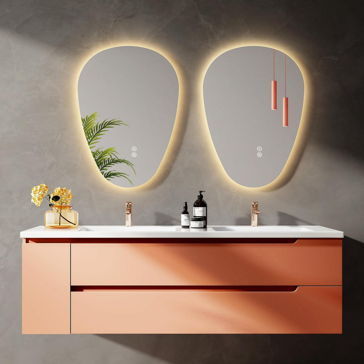 BADSPIEGEL mit Touch-Schalter, Dimmbar 70/50/3 cm - Weiß, Glas (50/2.9/70cm) - EMKE