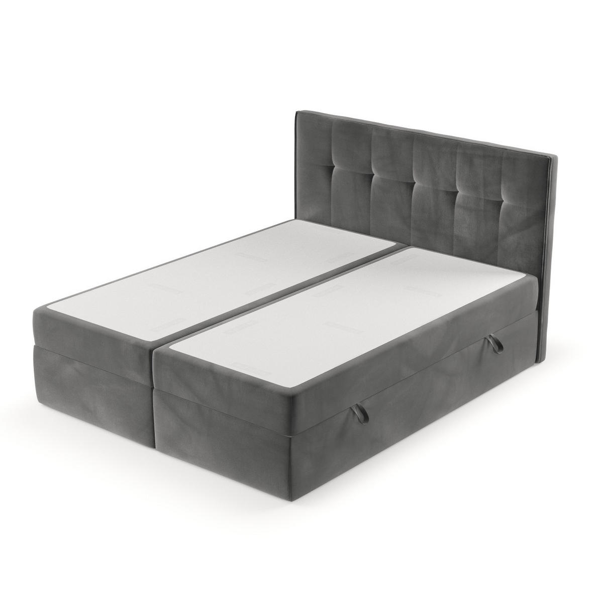 BOXBETT Mireo 140/200 cm Grau im Kronos Stoff - Schwarz/Grau, Holz/Holzwerkstoff (140/200cm) - AltaBeds