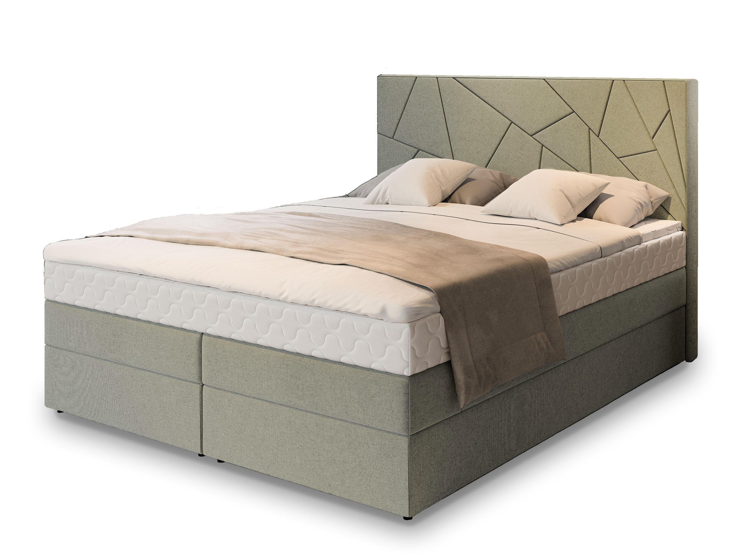 POSTEL BOXSPRING TRANI 180x200 cm, s matrací a úložným prostorem, zelená barva - zelená barva, kompozitní dřevo/textil (180/200cm) - MASSENO