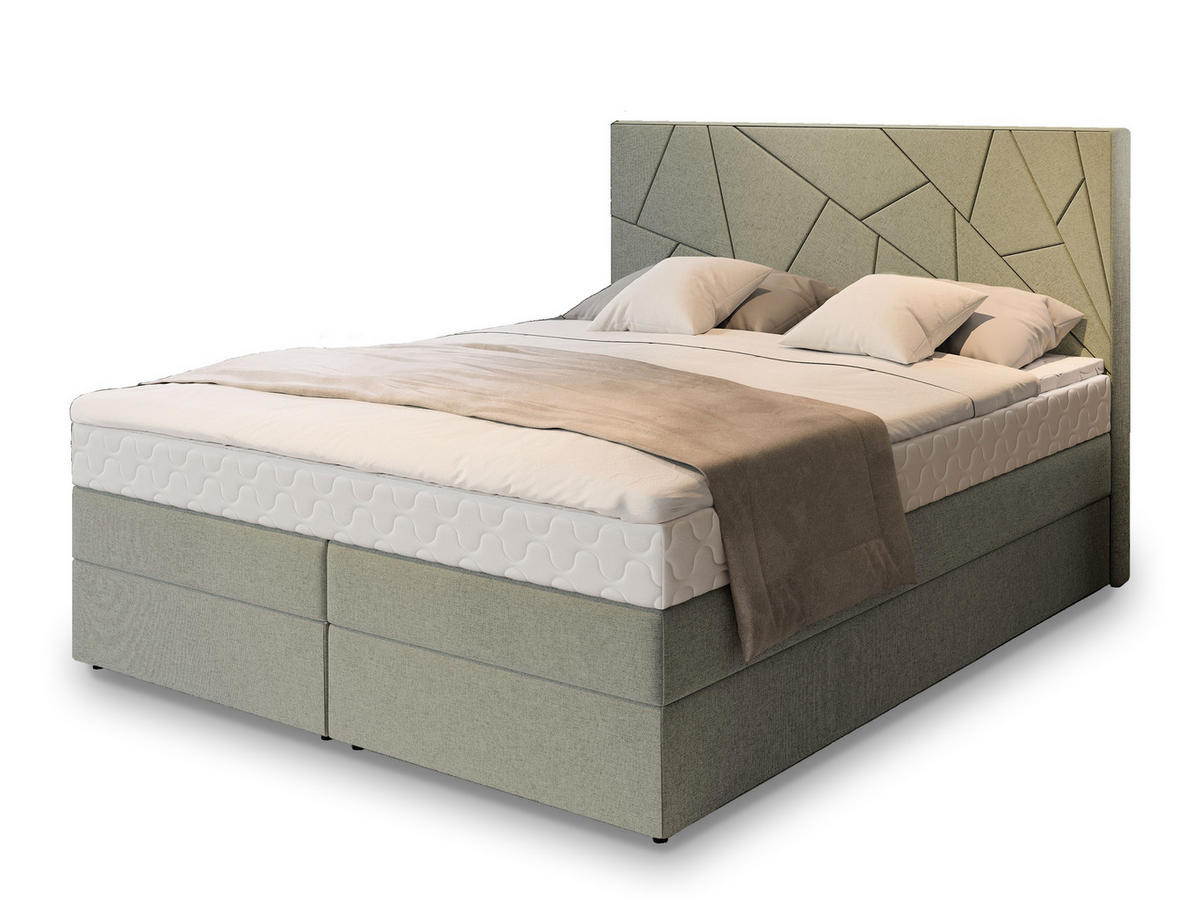 POSTEL BOXSPRING TRANI 180x200 cm, s matrací a úložným prostorem, zelená barva - zelená barva, kompozitní dřevo/textil (180/200cm) - MASSENO