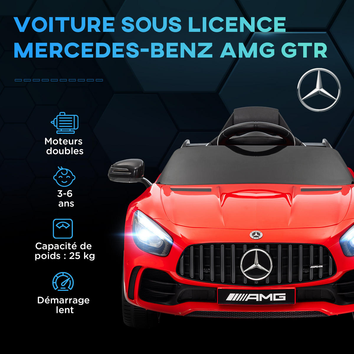 ELEKTRO-KINDERAUTO DE-13113 mit 2,4G Fernbedienung Rot - Rot, Metall (108/67/46cm) - ComfortXL