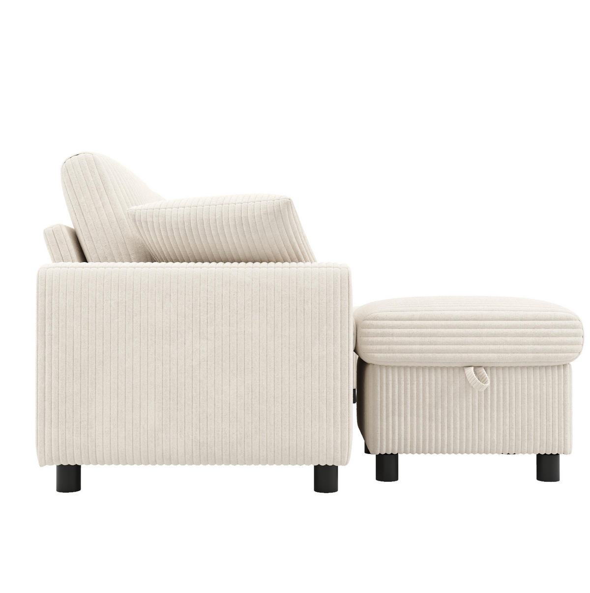 WOHNLANDSCHAFT 315/135/81 cm in Beige aus Cord mit Stauraum und Ladefunktion - Beige, Textil (315/81/135cm) - Flora Grace