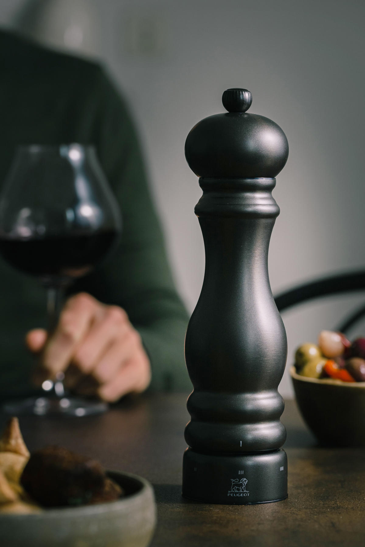 MÜHLENSET Paris Chef 22cm Pfeffer- & Salzmühle Carbon/Edelstahl Stahlmahlwerk - Grau, Metall (5.9/22/5.9cm) - PEUGEOT