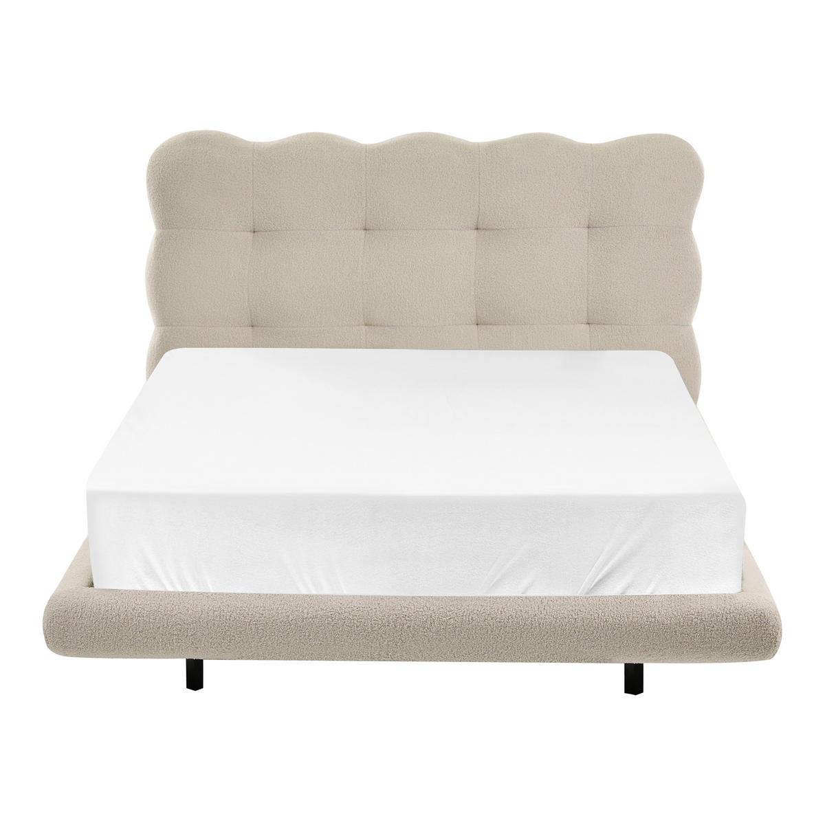 POSTELJA z letvenim dnom 120/200 bouclé bež Soulisse - črna/bež, tekstil (120/200cm) - Beliani