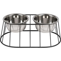 HUNDENAPF erhöht für mittelgroße/große Hunde mit Ständer, rutschfest aus Edelstahl - Silberfarben, Metall (1cm) - WONDERMAKE