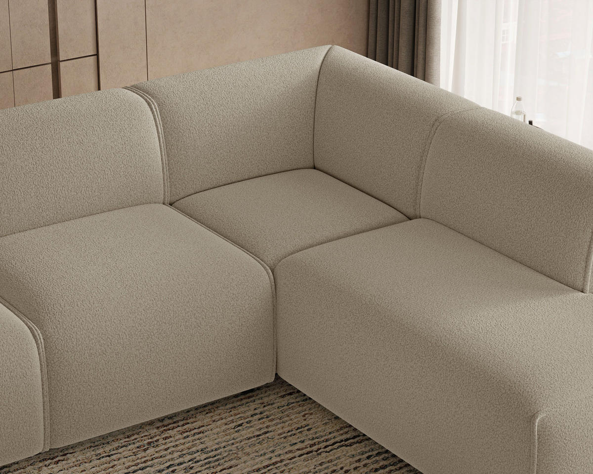 ECKSOFA Eluno Beige Rechts - Beige/Schwarz, Holz/Kunststoff (292/220cm) - Graingold