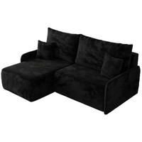 ECKSCHLAFSOFA ARPA L Schwarz Plüsch - links - Schwarz, Kunststoff/Textil (198/150cm) - MKS