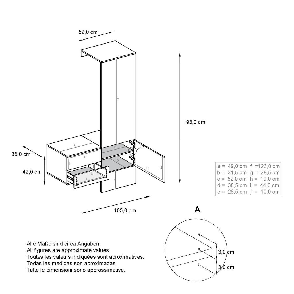 Thumbnail - Vladon Garderobe, Brombeere, Holzwerkstoff, 105x193x35 cm, Garderobe, Garderoben-Sets & Serien, Garderoben-Sets