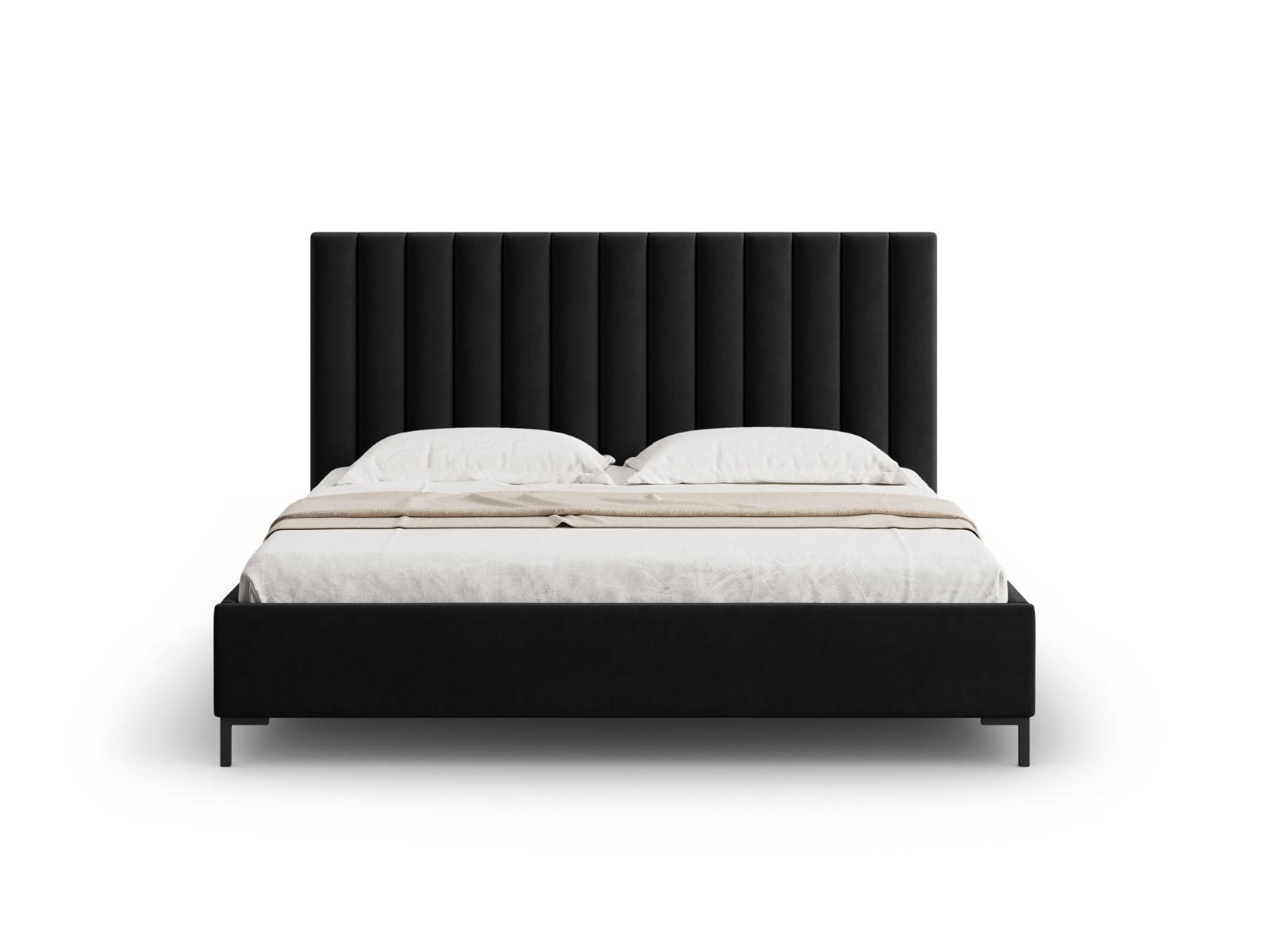 BETT mit Bettkasten und Kopfteil Allison aus Samt schwarz 180x200cm - Schwarz, Textil (180/200cm) - Micadoni