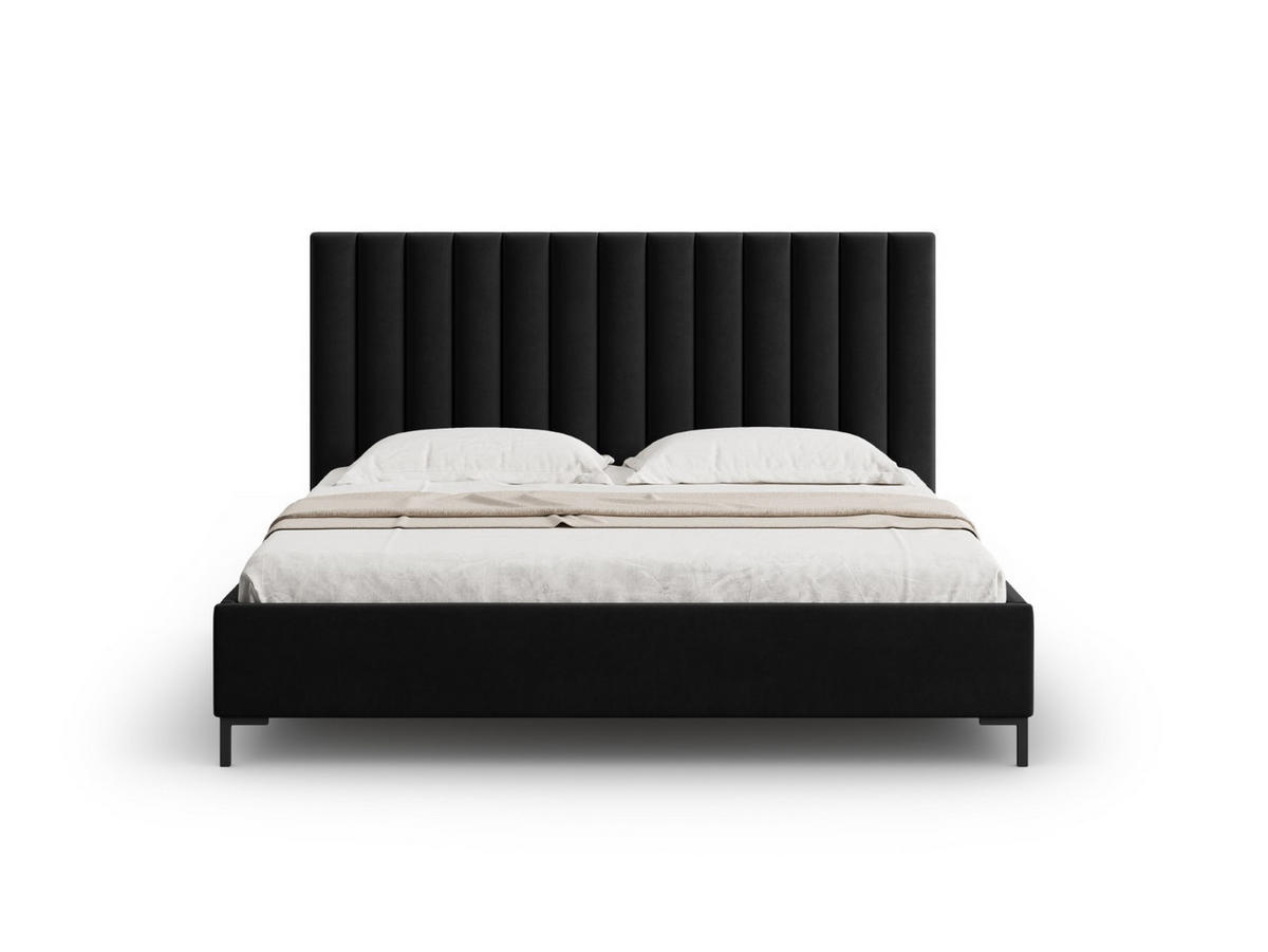 BETT mit Bettkasten und Kopfteil Allison aus Samt schwarz 180x200cm - Schwarz, Textil (180/200cm) - Micadoni