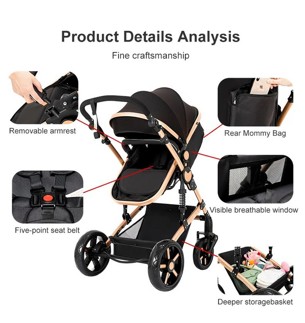 KINDERWAGENSET 3-in-1 mit Autositz, UV-Schutz, GRAU - Grau, Metall (80/60cm) - Kaket