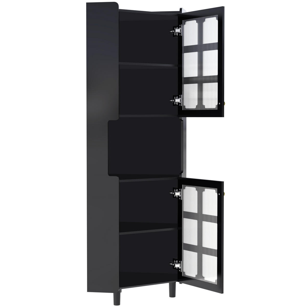HOCHSCHRANK 63,5/157,5 cm aus MDF mit App-gesteuerter LED-Beleuchtung Schwarz - Schwarz, Holzwerkstoff (63.5/157.5/17cm) - Modenvie