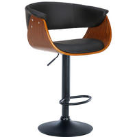 BARHOCKER Lederlook walnuss/schwarz - Schwarz, Textil/Metall (60/90/51cm) - CLP