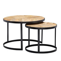 COUCHTISCH 2er Set Massivholz Metall Platzsparend Handgefertigt ESINO, Beige 60x60x40 cm - Beige/Schwarz, Holz/Metall (60/60/40cm) - KADIMA DESIGN