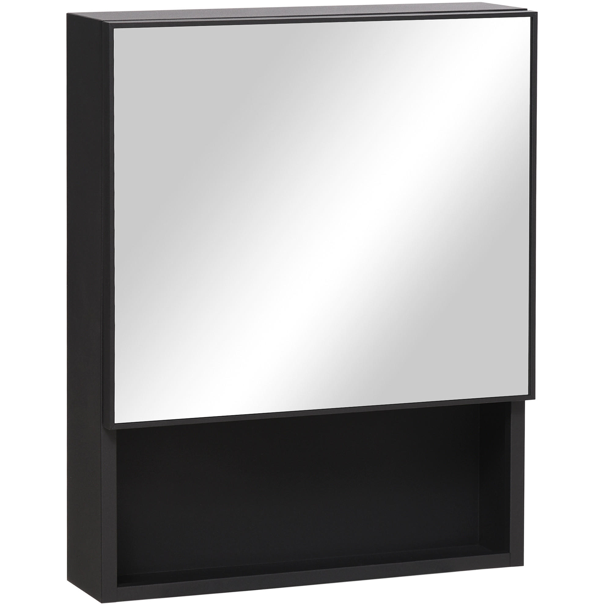 Beauniv Spiegelschrank Schwarz 13.5x58x46 cm