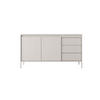 ​KOMMODE SENSO 2D3S Sideboard mit Geriffelten MDF-Fronten, Push-to-Open, Metallfüßen, 153,5x81,4x39,5 cm - Beige - Beige/Creme, Holz/Holzwerkstoff (154/82/40cm) - DomoHome
