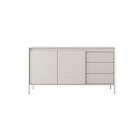 ​KOMMODE SENSO 2D3S Sideboard mit Geriffelten MDF-Fronten, Push-to-Open, Metallfüßen, 153,5x81,4x39,5 cm - Beige - Beige/Creme, Holz/Holzwerkstoff (154/82/40cm) - DomoHome