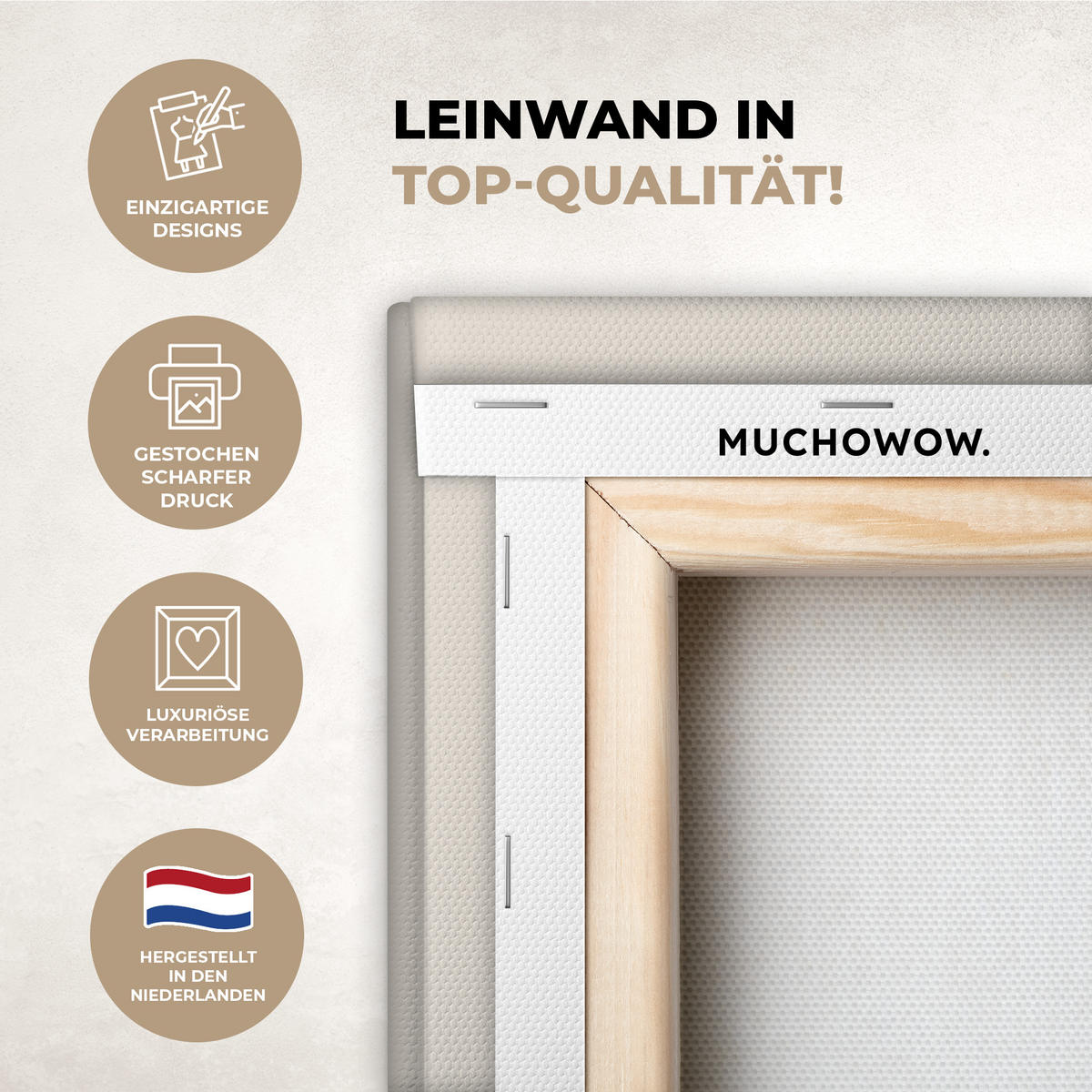 LEINWANDBILD Weihnachtsbaum - Schwarz - Urlaub - Beige 90x90 cm - Schwarz, Textil (90/90cm) - MuchoWow