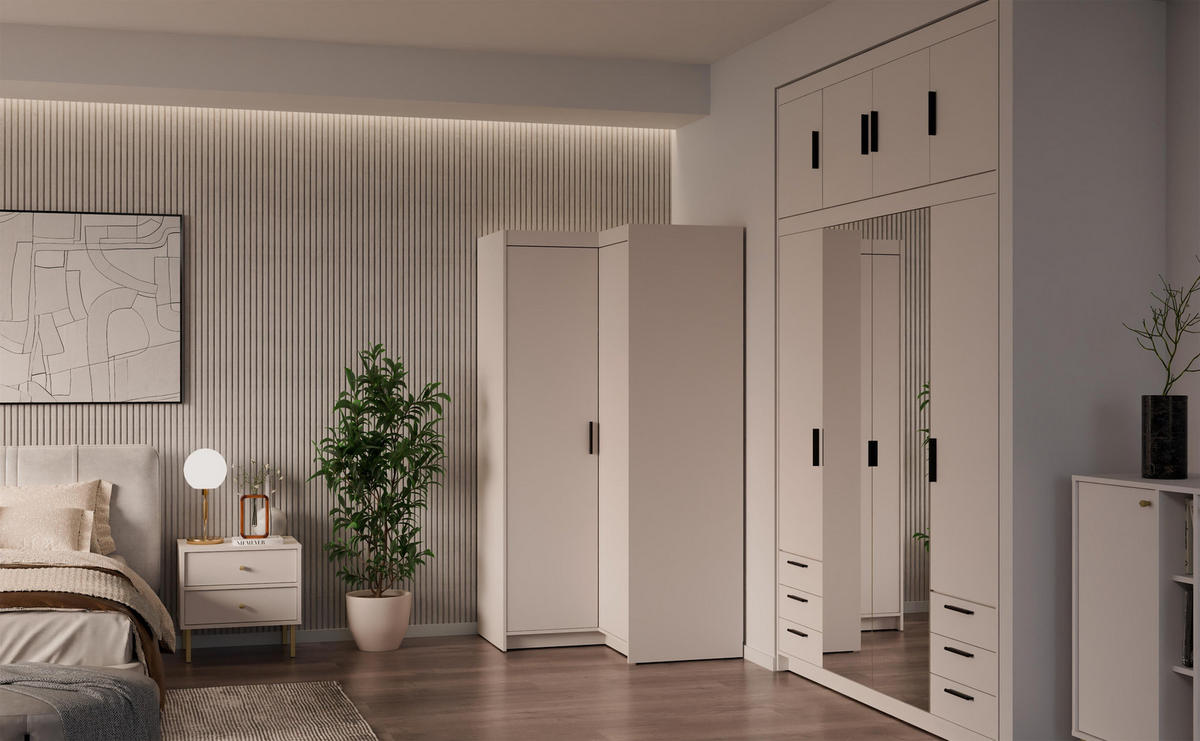 ECKSCHRANK Storicos Beige 97,8/190,5/97,8 cm – Modern, ideal für Ecken - Beige, Holzwerkstoff/Kunststoff (97.8/190.5/97.8cm) - AX Living