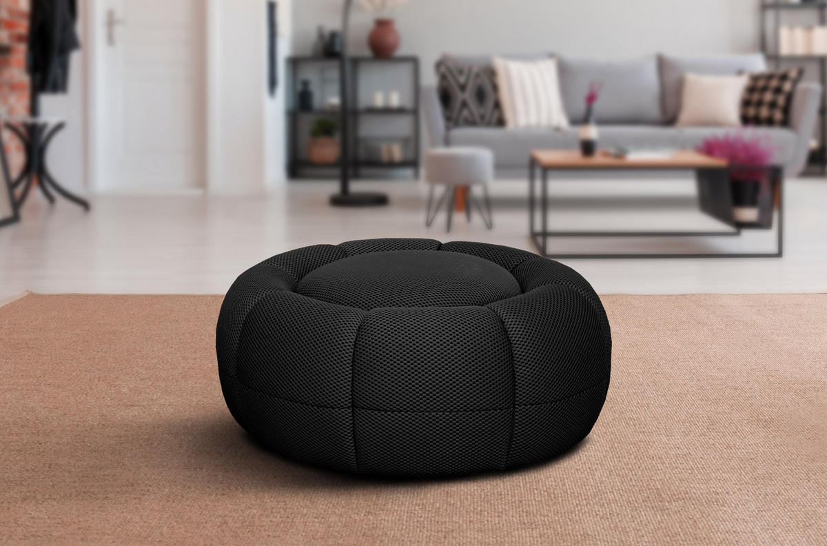 SESSEL UND POUF FIGO UND FAGO, schwarz - Schwarz, Holzwerkstoff/Textil (104/83/104cm) - Courtois Laville