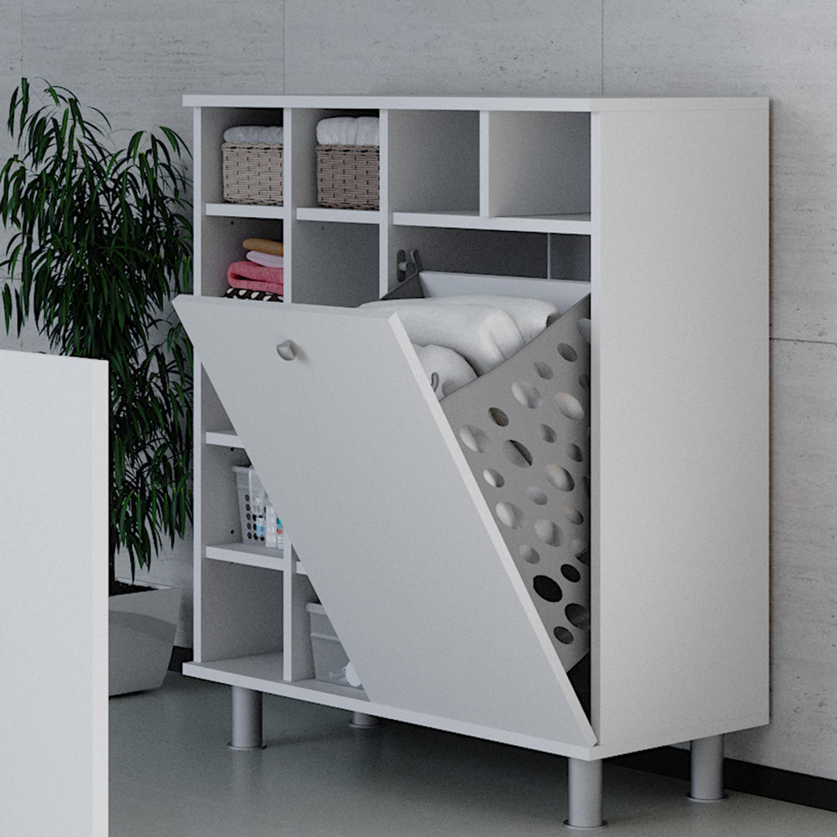 BADSCHRANK Fynn Weiß 78.4 x 91.6 cm - Weiß, Holzwerkstoff (78.4/91.6/34cm) - Vicco