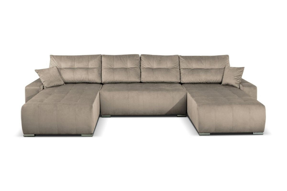 WOHNLANDSCHAFT Mediolan III U-Form, beige, mit Schlaffunktion und Bettkästen, 362 x 190 cm - Beige, Holz (362/95/190cm) - Margaret Hadas24
