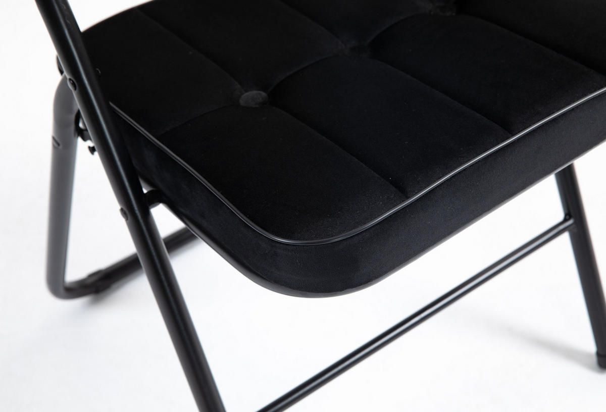 KLAPPSTUHL gepolstert klappbar Stahl Schwarz 2er-Set - Schwarz, Metall (47/80/46cm) - Meubliv