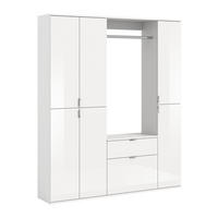 GARDEROBENKOMBINATION 4tlg. Projekt X Garderobe in weiß Nb. und weiß hochglanz B/H/T: 152x193x34 cm - Weiß, Holzwerkstoff (152/193/34cm)