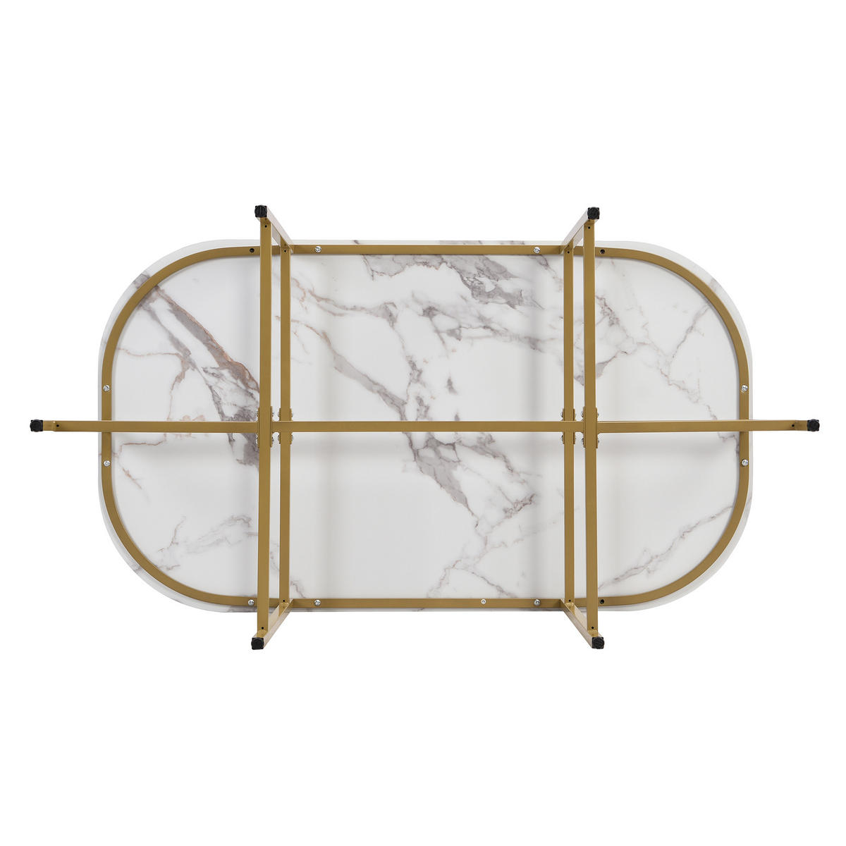 TISCHGRUPPE 6 Stühle weiß mit grauem Polster und goldfarbenem Eisenrahmen - Weiß, Holzwerkstoff (140/76/80cm) - OKWISH