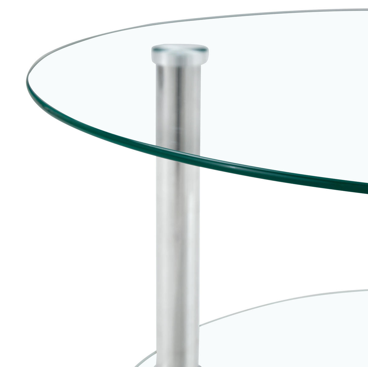 COUCHTISCH 70/60/42 cm Silber/Transparent aus Glas und Metall zweistufig - Silberfarben, Glas (70/70/42cm) - OKMYHOME