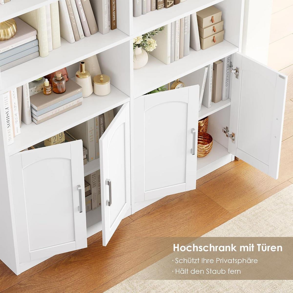 BÜCHERREGAL mit Türen 115 x 27 x 185,5 cm Weiß - Weiß, Holzwerkstoff (115/185.5/27cm)