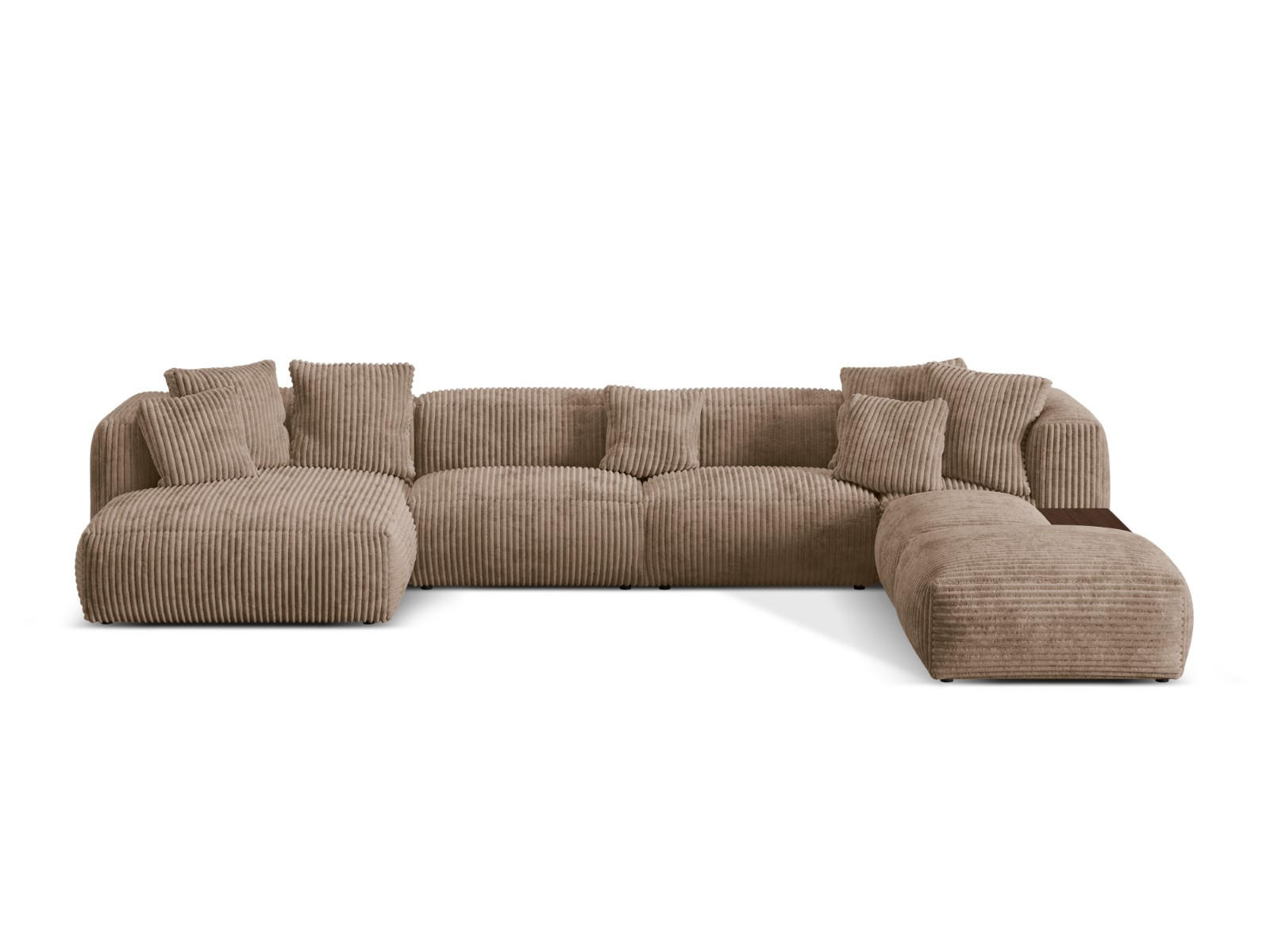 PANORAMASOFA modular rechts Martina aus Cord eichel 5 Sitzplätze - Rotbraun, Textil (406/75/280cm) - Micadoni