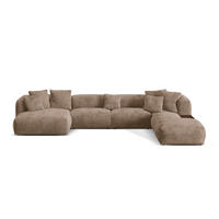 PANORAMASOFA modular rechts Martina aus Cord eichel 5 Sitzplätze - Rotbraun, Textil (406/75/280cm) - Micadoni