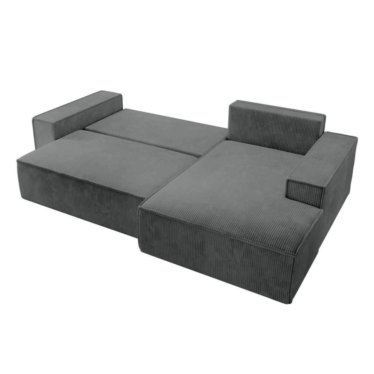 ECKSOFA Farese New Grau mit Cordbezug, rechts - Dunkelgrau/Schwarz, Kunststoff/Textil (167/267cm) - Selsey