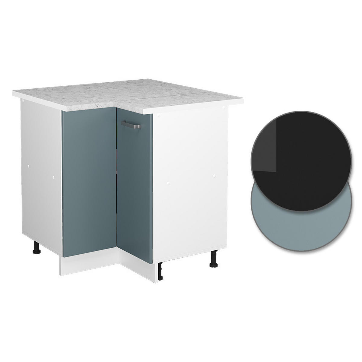 ECKSCHRANK FÜR HAUSRAT R-Line Blau-Grau 75.6 cm mit Tür, mit Arbeitsplatte - Blaugrau/Weiß, Holzwerkstoff (75.6/81.6/60cm) - Vicco