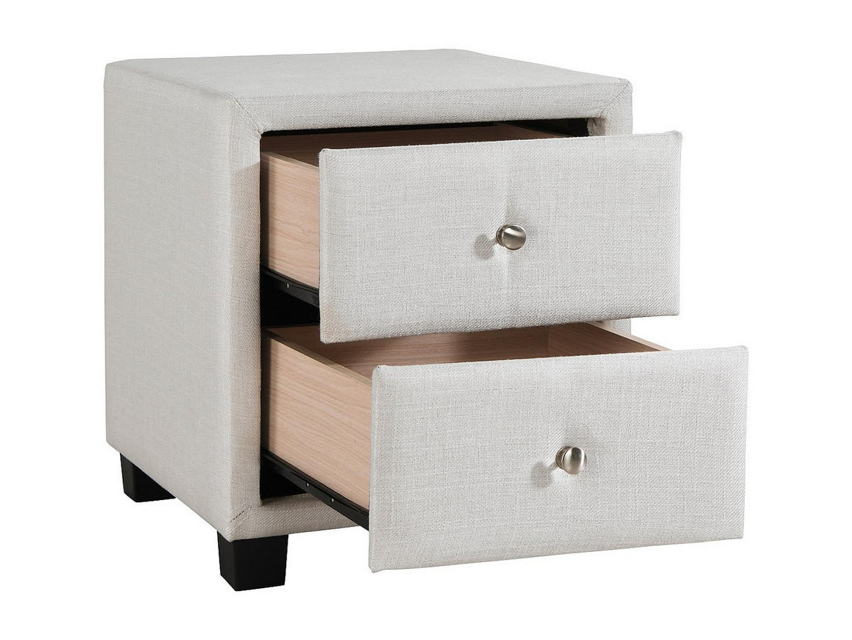 2‑ER Set Nachttische mit 2 Schubladen - Stoff - Elfenbein - PICHONIA - Weiß, Textil (41.5/45.5/40.5cm) - Vente-Unique
