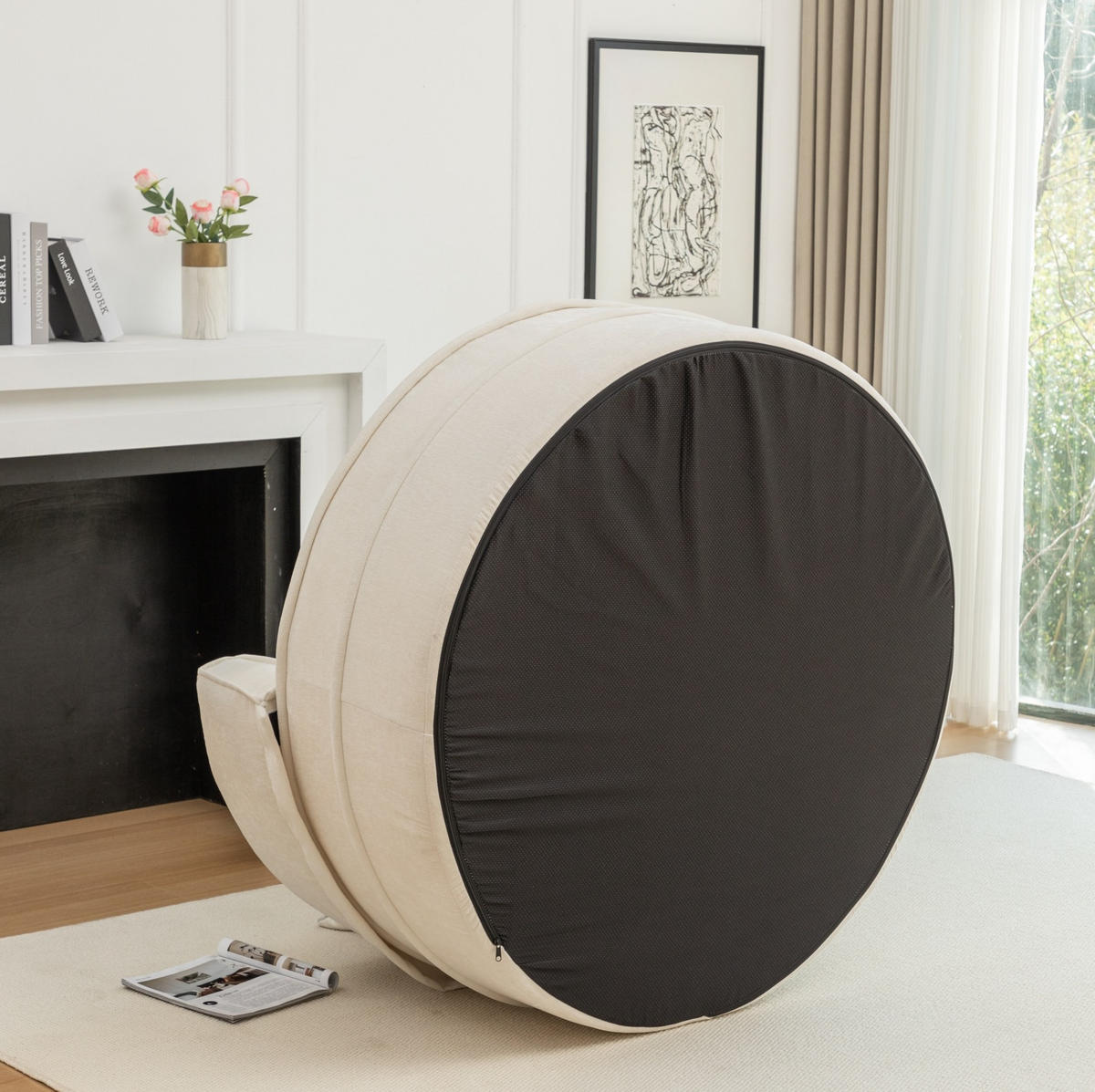 LOUNGESESSEL 121/107/42 cm mit Ottomane, 5 Kissen und Chenille-Bezug, Beige - Beige, Kunststoff (121/66/163cm) - Redom